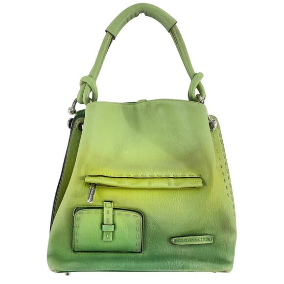 BCBGMaxAzria Handbags - BCBGMAXAZRIA Y2K Green Ombre Leather Hobo Bucket Bag Women’s Purse Preowned